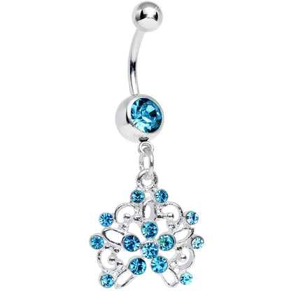 Aqua Gem Sparkling Lisbon Lace Dangle Belly Ring