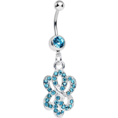 Aqua Gem Sparkling Sailor Knot Dangle Belly Ring