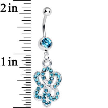 Aqua Gem Sparkling Sailor Knot Dangle Belly Ring