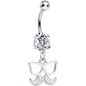 Clear Gem Chichi Glasses and Paved Mustache Dangle Belly Ring