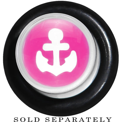 0 Gauge Clear Pink Acrylic Set Sail Nautical Anchor Taper