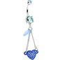 Aqua Double Gem Sparkling Trapeze Swing Blue Heart Dangle Belly Ring