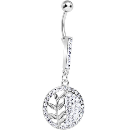 Clear Gem Tranquility Palm Yin Yang Dangle Belly Ring