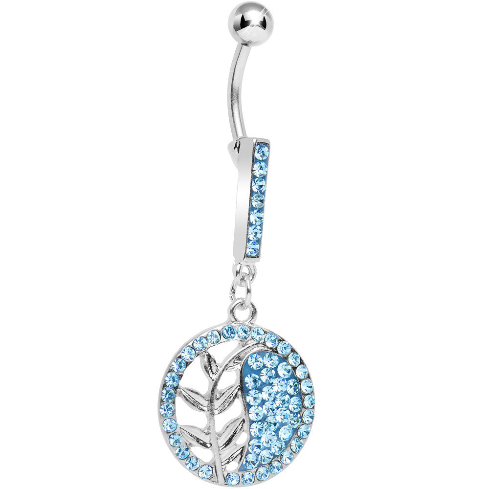 Aqua Gem Tranquility Palm Yin Yang Dangle Belly Ring