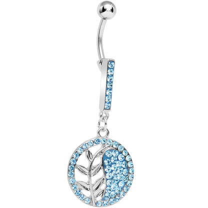 Aqua Gem Tranquility Palm Yin Yang Dangle Belly Ring