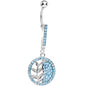 Aqua Gem Tranquility Palm Yin Yang Dangle Belly Ring