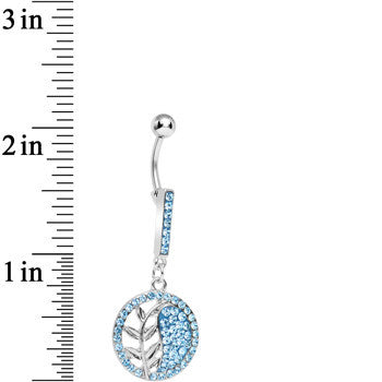 Aqua Gem Tranquility Palm Yin Yang Dangle Belly Ring