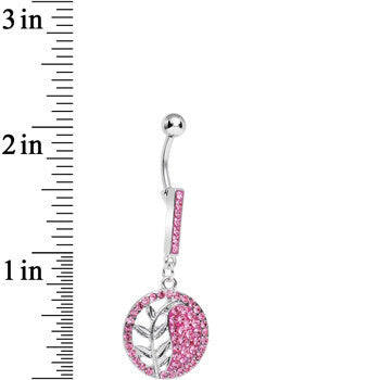 Pink Gem Tranquility Palm Yin Yang Dangle Belly Ring