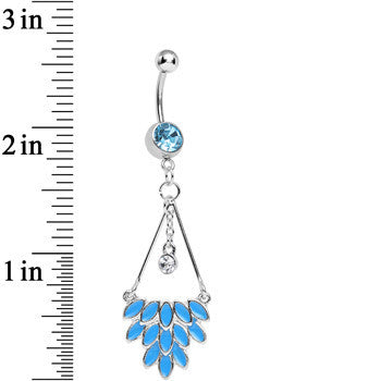 Aqua Gem Caribbean Breeze Ladies Fan Dangle Belly Ring