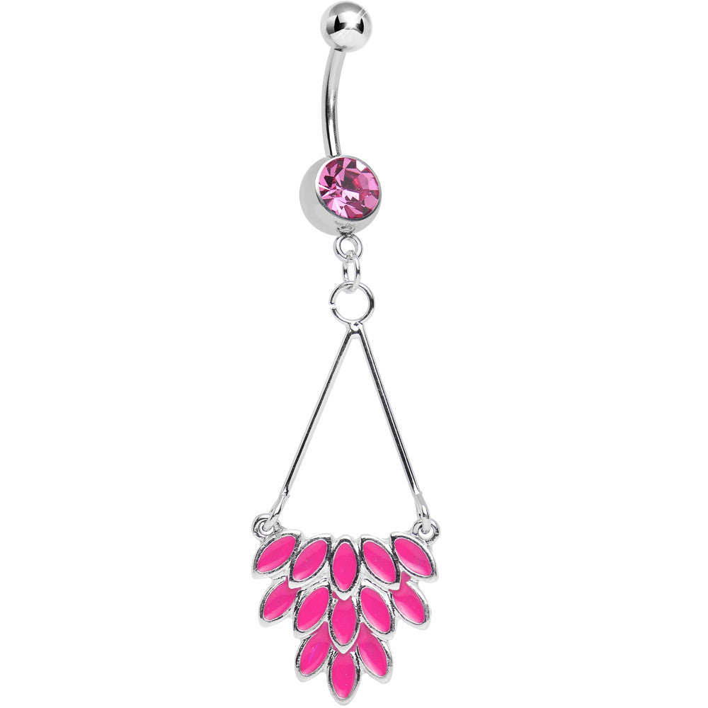 Pink Gem Caribbean Breeze Ladies Fan Dangle Belly Ring