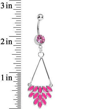 Pink Gem Caribbean Breeze Ladies Fan Dangle Belly Ring