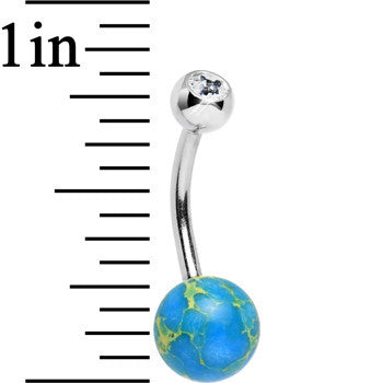 Clear Gem Terra Firma Planetary Aqua Stone Belly Ring