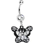 Clear Gem Passionate Black Butterfly Dangle Belly Ring