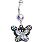 Aurora Gem Passionate Black Butterfly Dangle Belly Ring