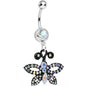 Aurora Gem Sublime Sparkling Black Butterfly Dangle Belly Ring