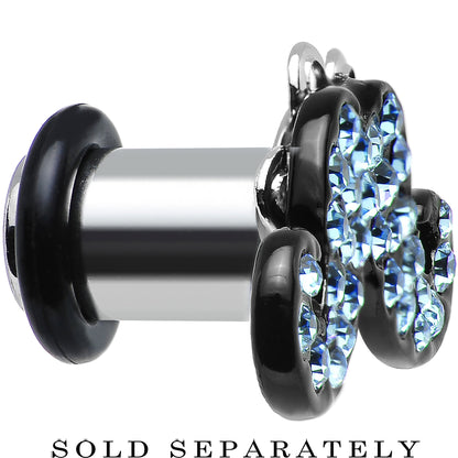 2 Gauge Aqua Gem Paved Fancy Mustache Single Flare Steel Plug