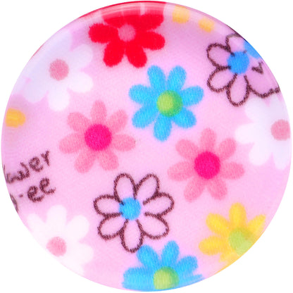 24mm Acrylic Pink Multicolored Flower Power Saddle Plug