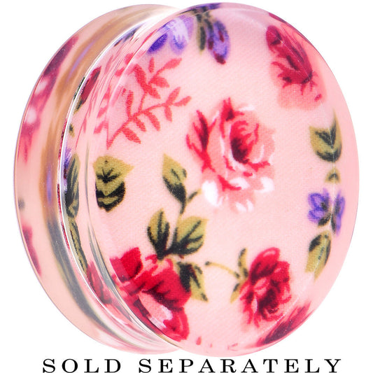 32mm Acrylic Pink Grandma's Wallpaper Flowered Saddle Plug