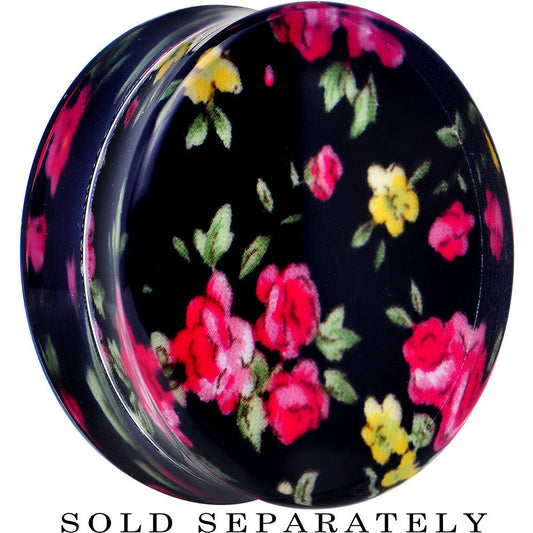 36mm Acrylic Black Multicolored Old Fashioned Flowers Saddle Plug