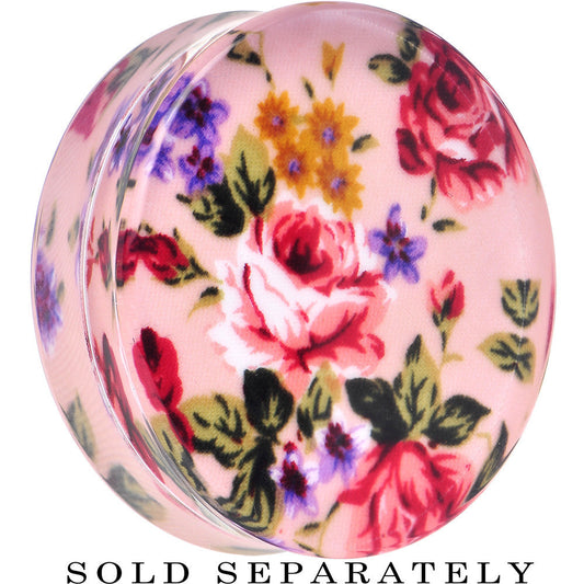 42mm Acrylic Pink Grandma's Wallpaper Flowered Saddle Plug