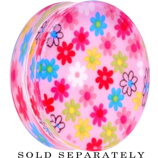 46mm Acrylic Pink Multicolored Flower Power Saddle Plug