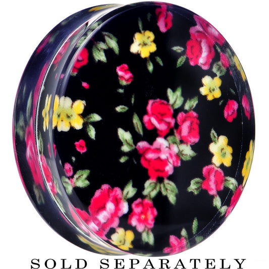 46mm Acrylic Black Multicolored Old Fashioned Flowers Saddle Plug