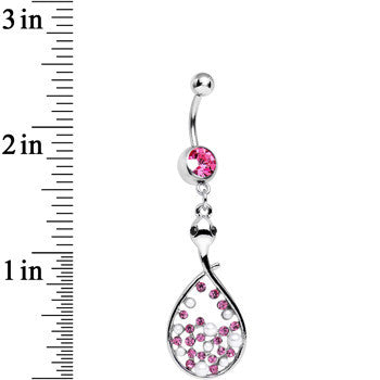 Pink Cubic Zirconia Bubbling Snake Dangle Belly Ring