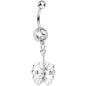 Clear Gem Fancy Blossoming Butterfly Dangle Belly Ring