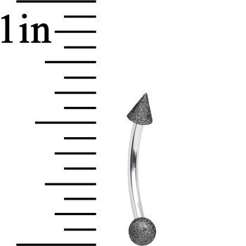 16 Gauge 3/8 Black Sandblasted Steel Curved Eyebrow Ring 3mm Cone