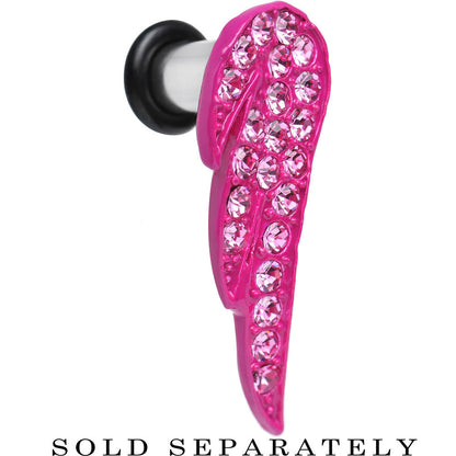 4 Gauge Pink Gem Brilliant Angel Wing Single Flare Steel Plug