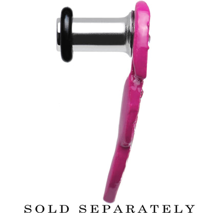 4 Gauge Pink Gem Brilliant Angel Wing Single Flare Steel Plug