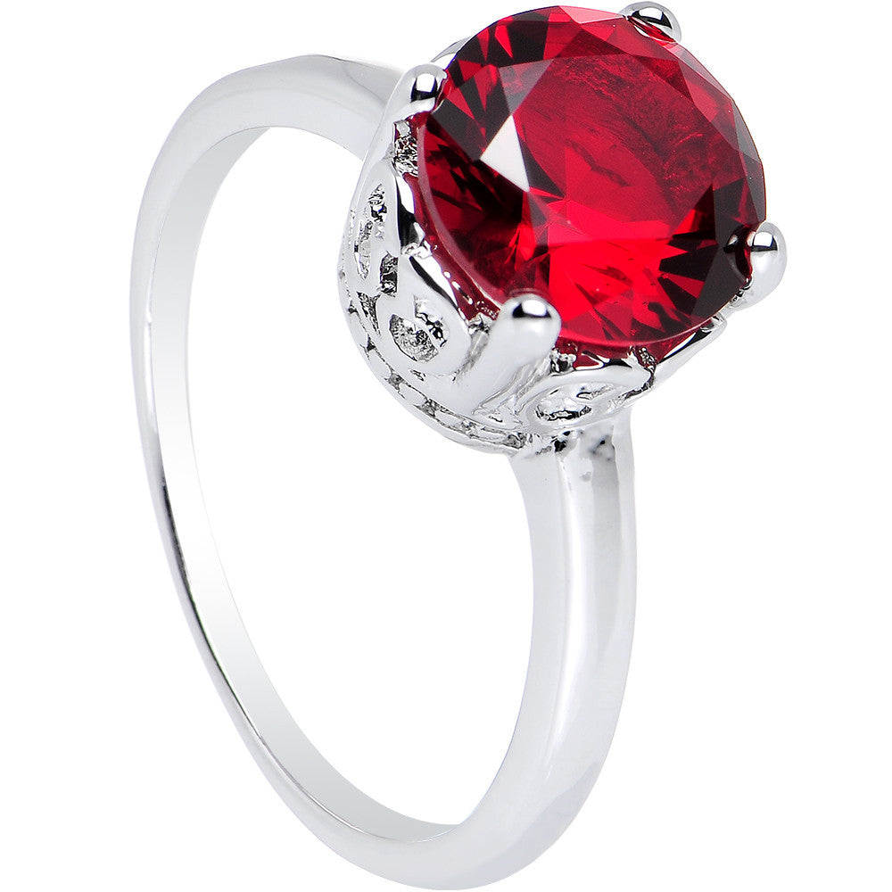 Red Cubic Zirconia Pretty Princess Ring Sizes 6 to 8