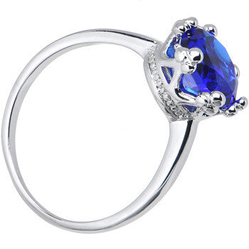 Blue Cubic Zirconia Magnificent Queen Ring Sizes 6 to 8