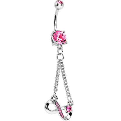 Pink Cubic Zirconia Dazzling Infinity Symbol Dangle Belly Ring