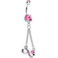 Pink Cubic Zirconia Dazzling Infinity Symbol Dangle Belly Ring