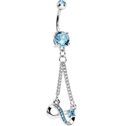 Aqua Cubic Zirconia Dazzling Infinity Symbol Dangle Belly Ring