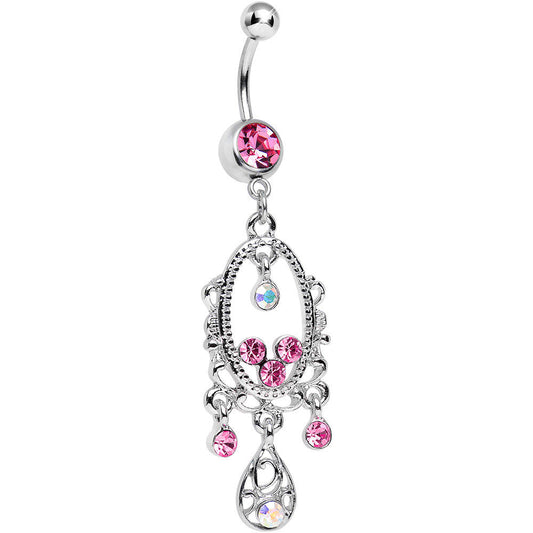 Pink Aurora Gem Victorian Allure Chandelier Belly Ring