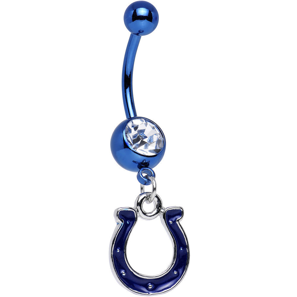 Officially Licensed NFL Clear Gem Indianapolis Colts Dangle Belly Ring