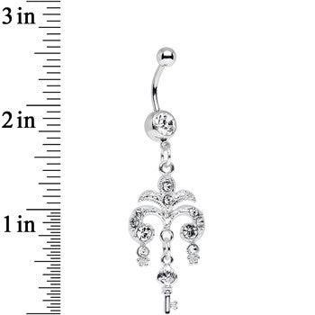 Clear Gem Foliage Fountain Glamour Key Dangle Belly Ring