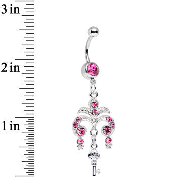 Pink Gem Foliage Fountain Glamour Key Dangle Belly Ring