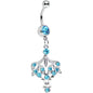 Aqua Grecian Gem Vase Full of Bling Dangle Belly Ring