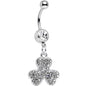 Clear Gem Almost Lucky Three Leaf Clover Dangle Belly Ring