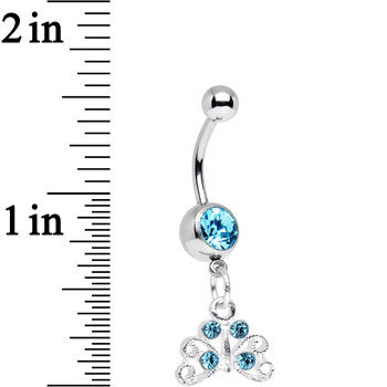 Aqua Gem Pretty Petite Butterfly Dangle Belly Ring