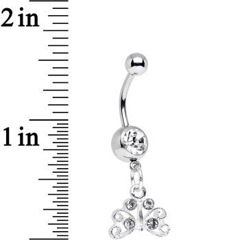 Clear Gem Pretty Petite Butterfly Dangle Belly Ring