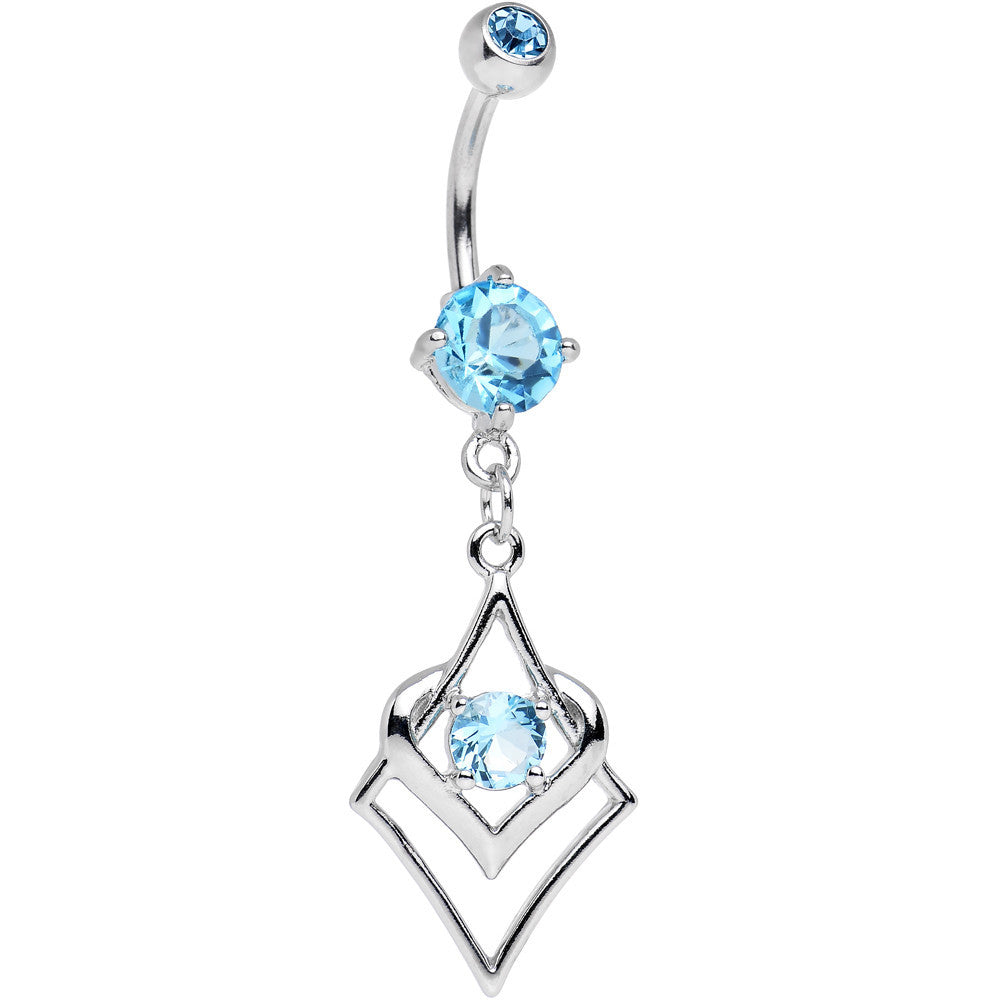 Aqua Cubic Zirconia Persian Knot Dangle Belly Ring