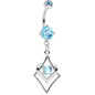 Aqua Cubic Zirconia Persian Knot Dangle Belly Ring