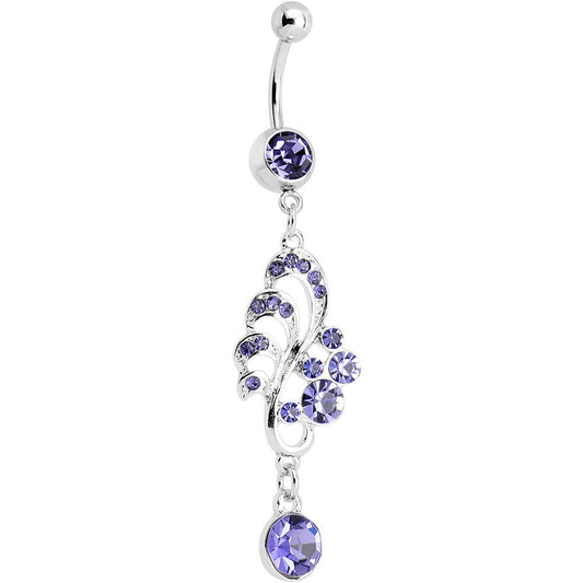 Purple Gem Summertime Drifting Leaf Dangle Belly Ring