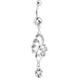 Clear Gem Summertime Drifting Leaf Dangle Belly Ring