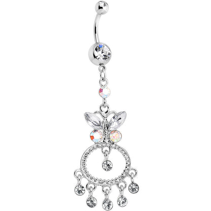 Clear Gem Aqua Cicero Butterfly Chandelier Belly Ring