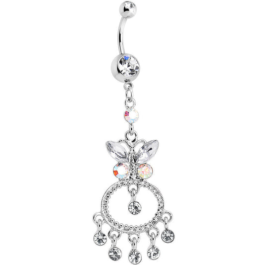 Clear Gem Aqua Cicero Butterfly Chandelier Belly Ring